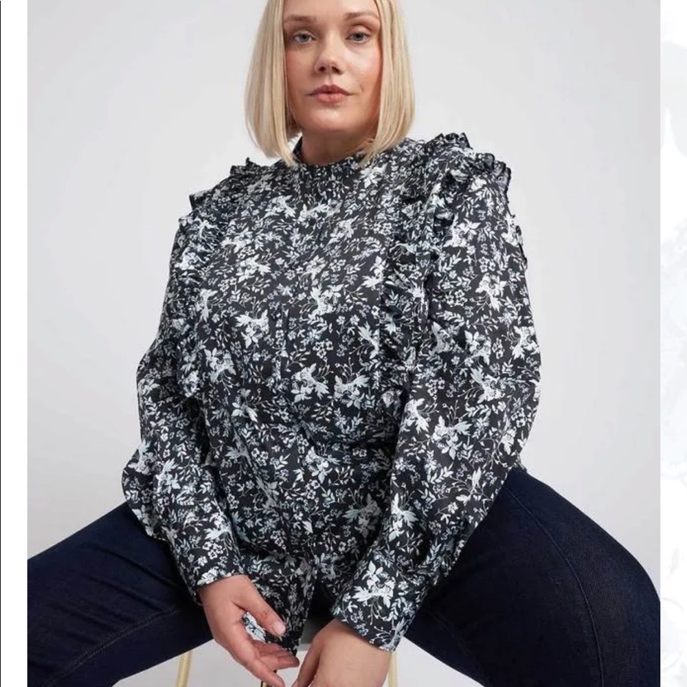 NWT Erdem x US Kalina Long Sleeve Ruffle Shirt